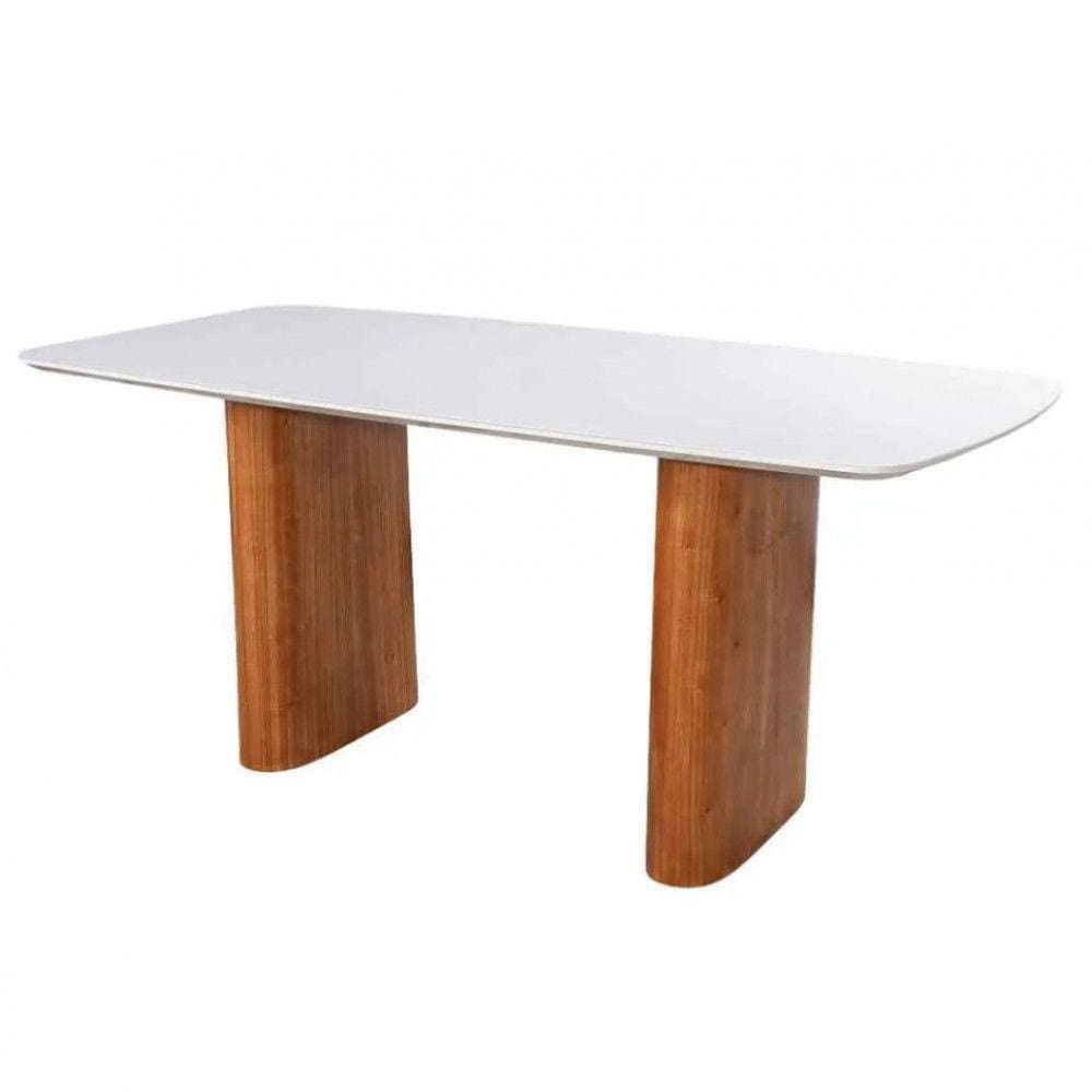 Mesa De Jantar Flora Tampo Vidro Laqueado 160x90cm Off White