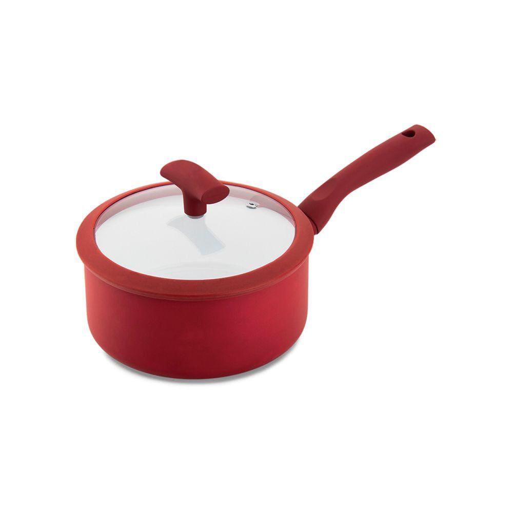 Panela Hercules Redonda Antiaderente Ceramica Indução Vermelha 18x8cm 1,75L