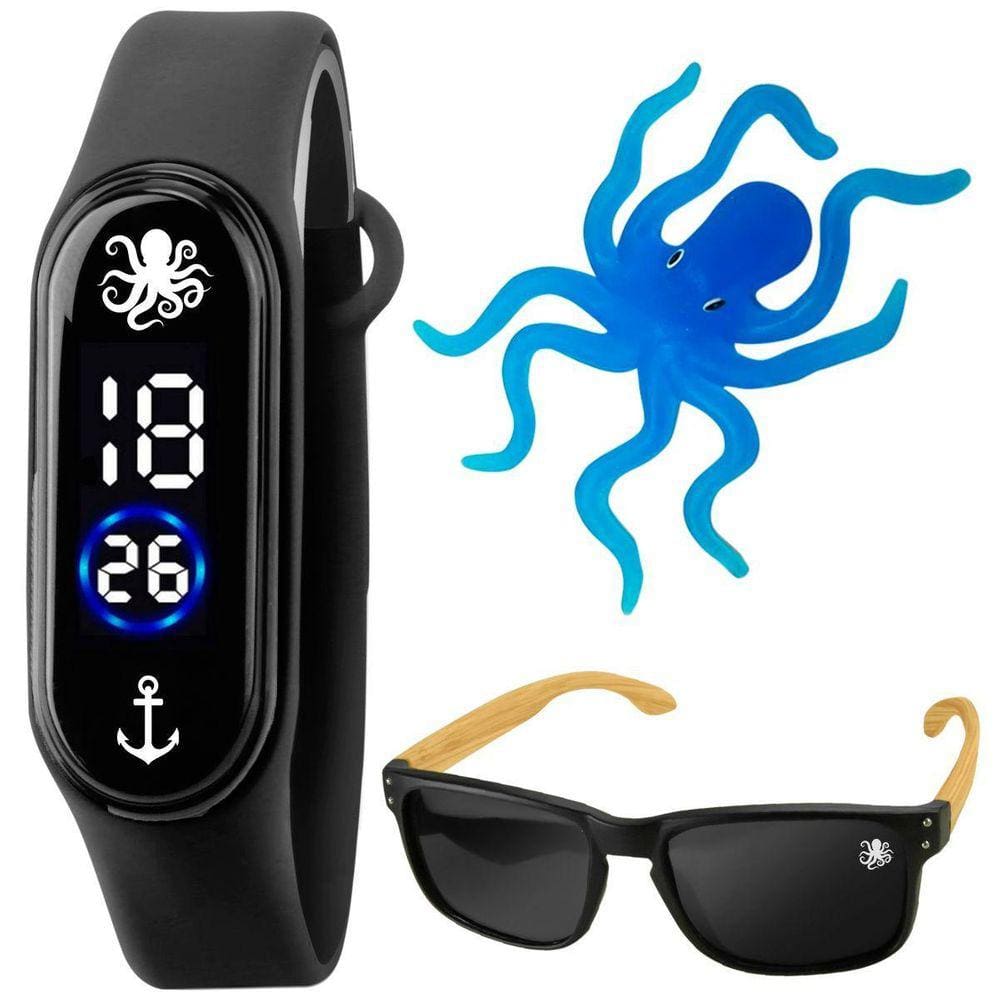 Relógio Digital Infantil Prova Dagua + Oculos Proteção Uv