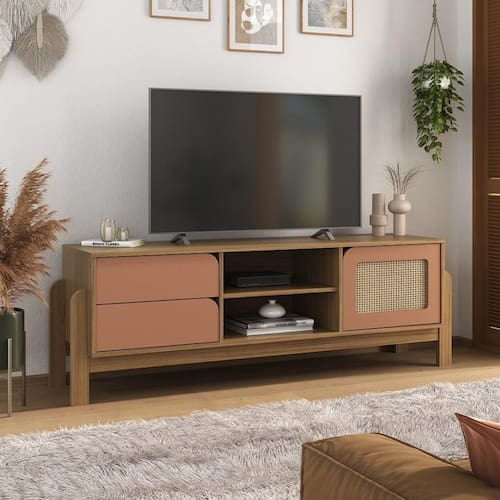 imagem-Rack para TV até 65 polegadas 1 Porta 2 Gavetas Nature Artely - Marrom
