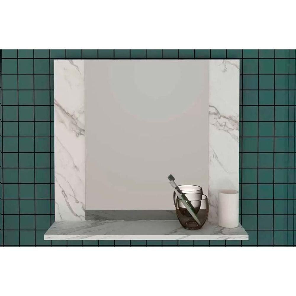Armário De Banheiro C-espelho Suspenso Bn3610 60cm Cor Mármore Branco - Tecno Mobili