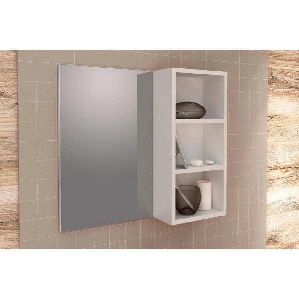 Armário De Banheiro C-espelho Bn3609 3 Nichos 60cm Cor Branco - Tecno Mobili