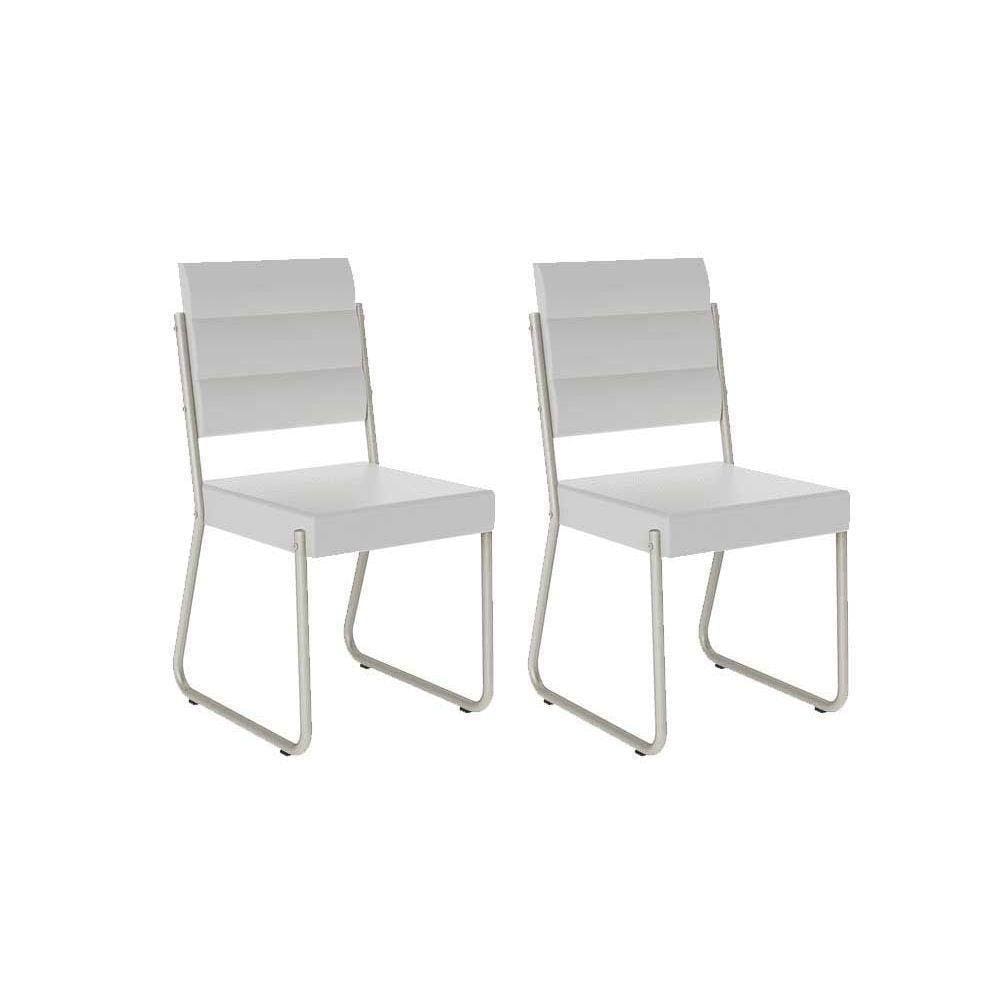 Cadeira Sala De Jantar 1736 Aço Kit 2 Uni Branco-prata - Carraro