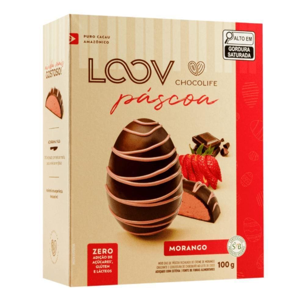 Ovo De Páscoa Loov Puro Cacau 100G Chocolife Morango