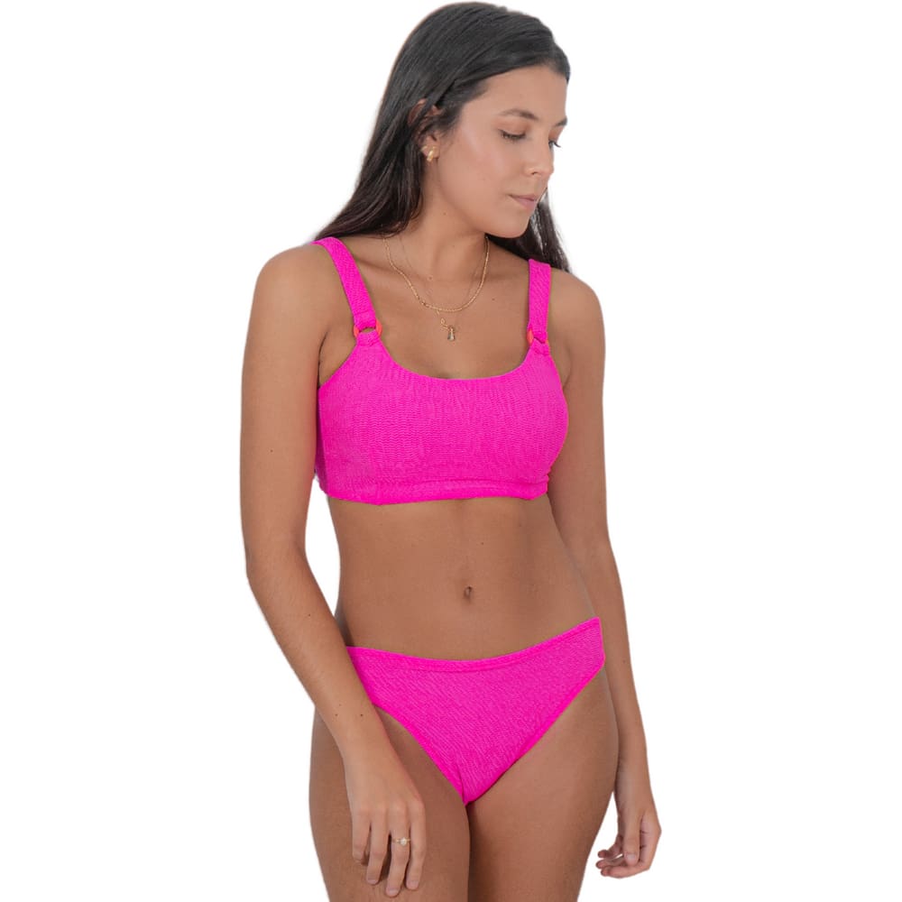 Biquini Teen Cropped Argolas Amarração Rosa Azul Proteção UV