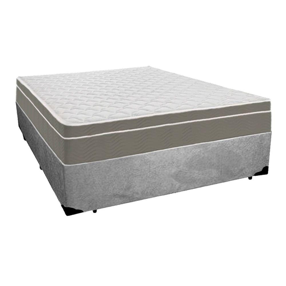 Cama Box Casal Suede + Colchão SerenePrime Molas Ensacadas 138x188x65