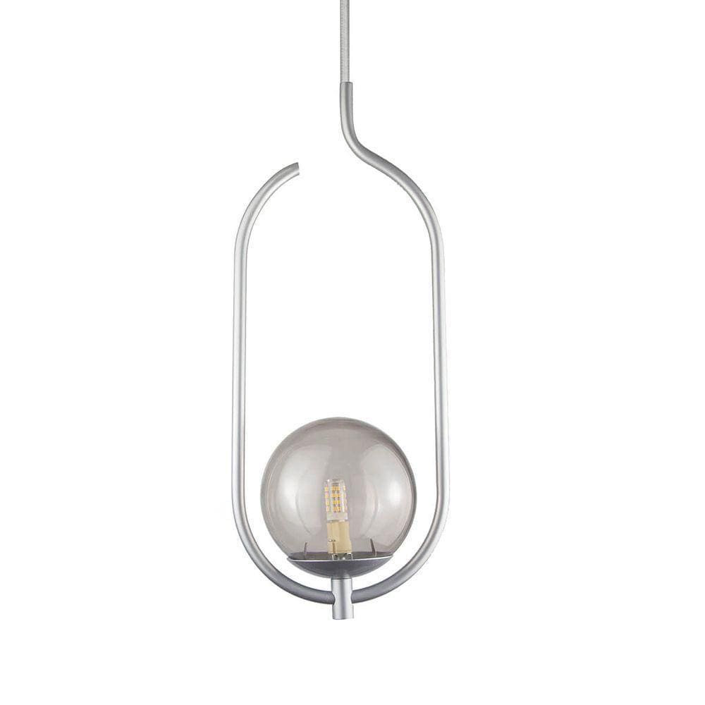 Lustre Pendente On Clip - Prata Com Globo De Vidro Fumê