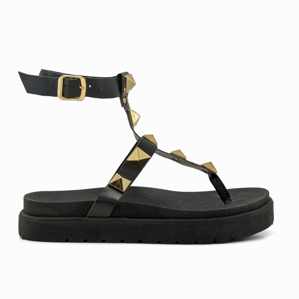 Sandália Feminina Gladiadora Com Piramide Ajustavel