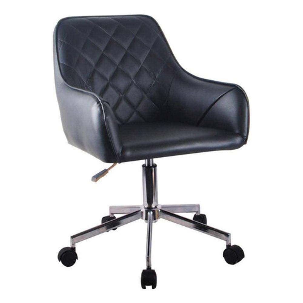 Cadeira Escritorio Poltrona Capitone Black Inox 89x59x59cm