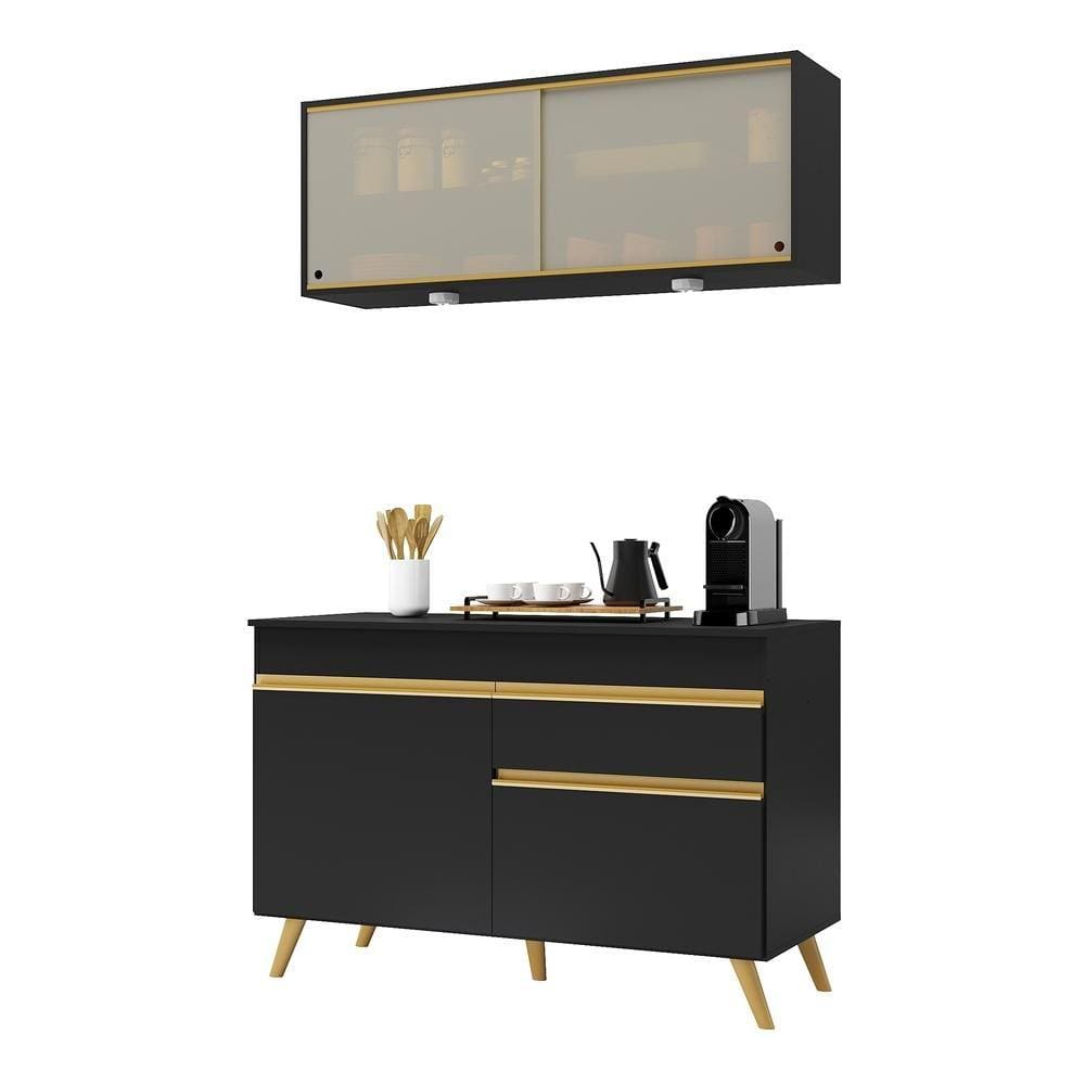 Armário de Cozinha Compacta 120cm com Leds Veneza Up Multimóveis V2013