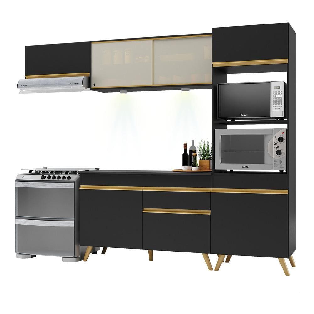 Armário de Cozinha Compacta 252cm com Leds Veneza Up Multimóveis V2016