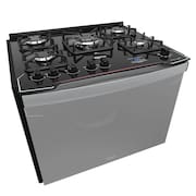 Fogão de Embutir 5 Bocas Preto com Frente Espelhada e Timer Digital Dako Diplomata Grill Style Bivolt