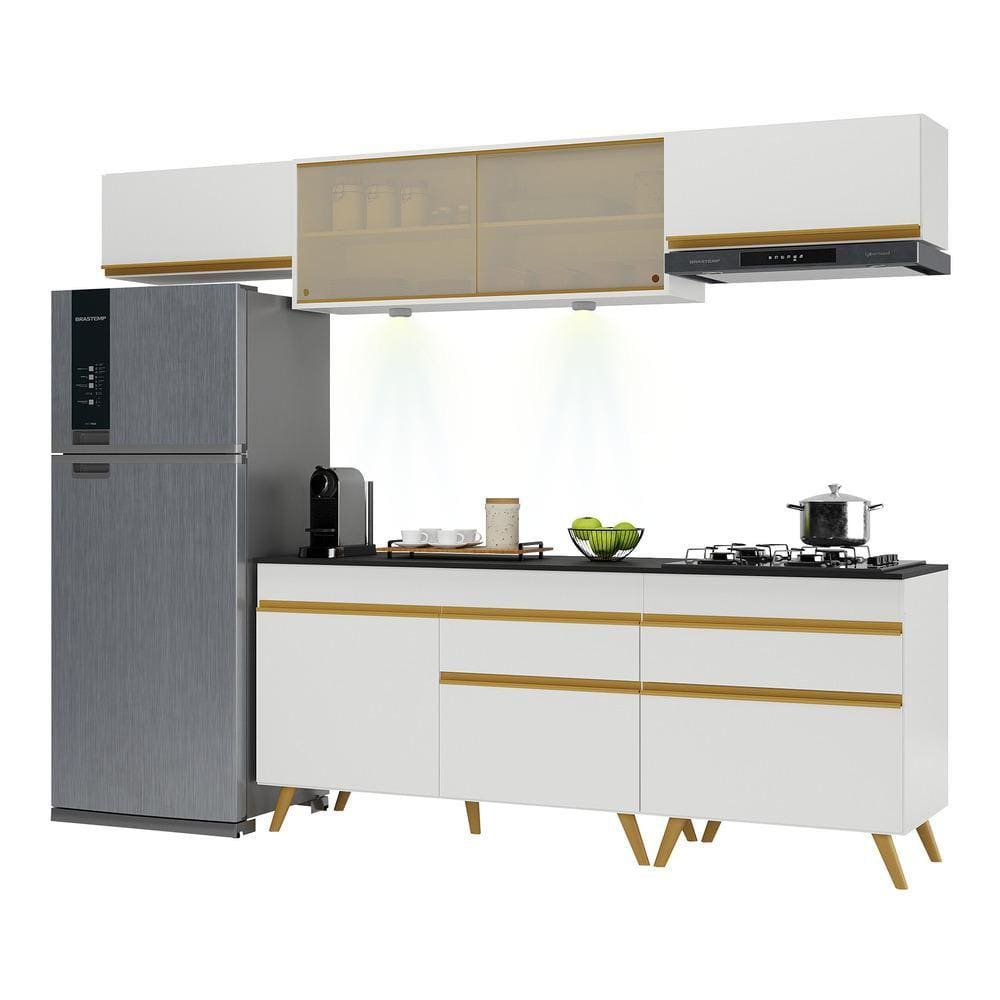 Armário de Cozinha Completa 260cm com Leds Veneza Up Multimóveis V2033