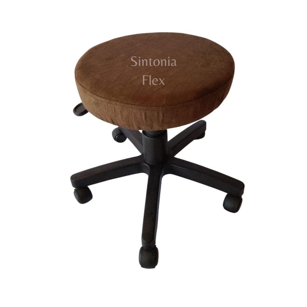 Cadeira Mocho sem encosto com regulagem de altura com rodízio suede marrom