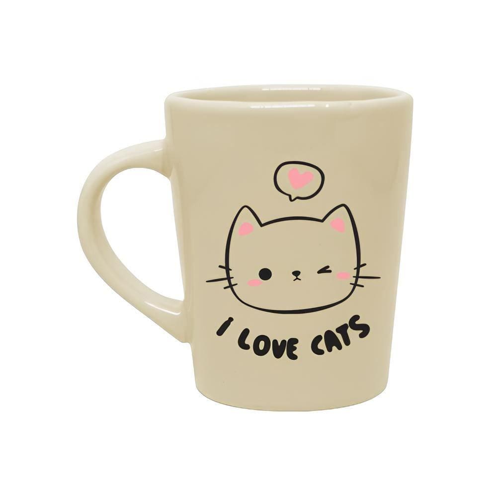 Caneca de Porcelana 270ml I Love Cats Bege