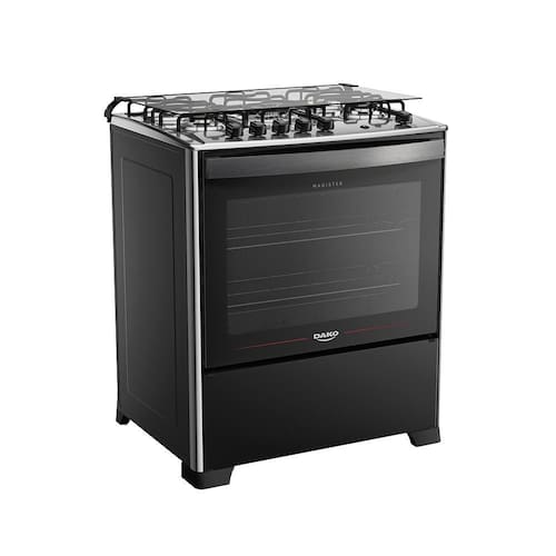 imagem-Fogão 5 Bocas Preto com Mesa de Inox Dako Magister Bivolt