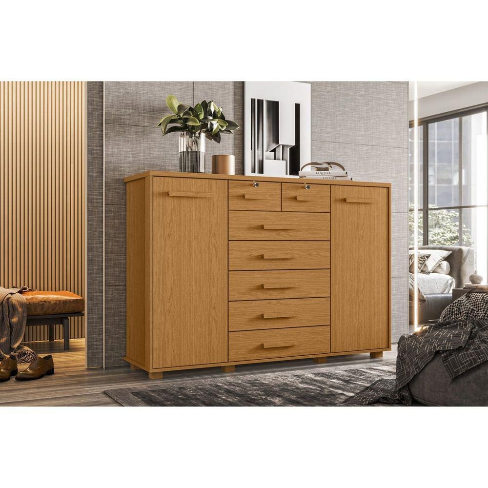 Cômoda 2 Portas 7 Gavetas Fontana Cinamomo