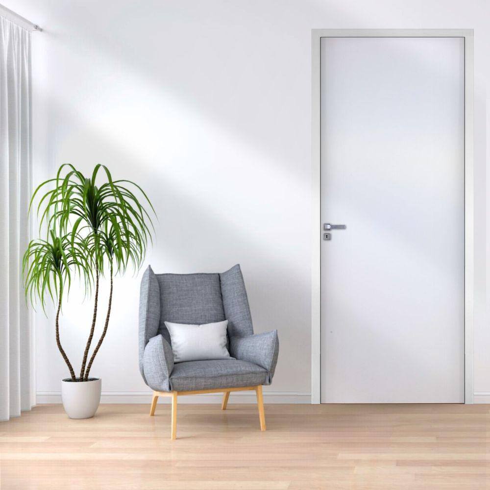 Kit Porta de Madeira 210x72cm Batente 16cm Lisa Primer Uniportas Branco