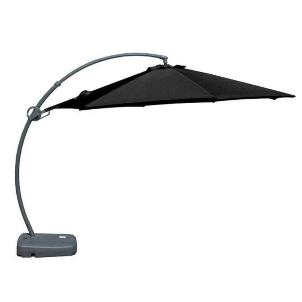 Ombrelone Lateral Barbados Rivattis 350 Cm Em Alumínio Com Base Capa Em Poliéster Preto