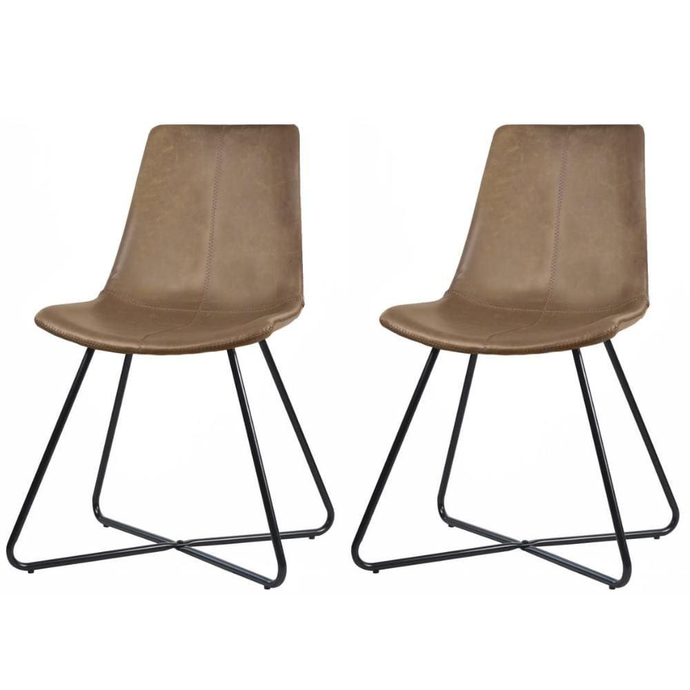 Kit 2 Cadeiras Brenda Rivattis Poliuretano Marrom Base Preta