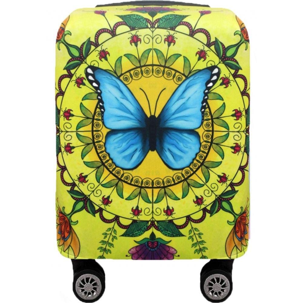 Capa Para Mala De Viagem Bordo 10kg Protetora Skinbag Mandala Borboleta Amarela Impermeável 55x35x25 ColoriCasa
