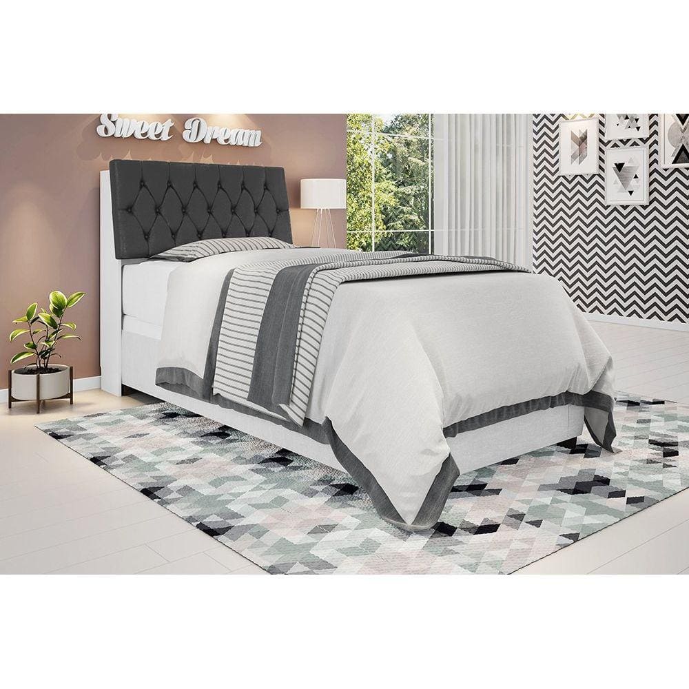 Cabeceira box Solteiro Isis Chocolate com Capitonê Framar