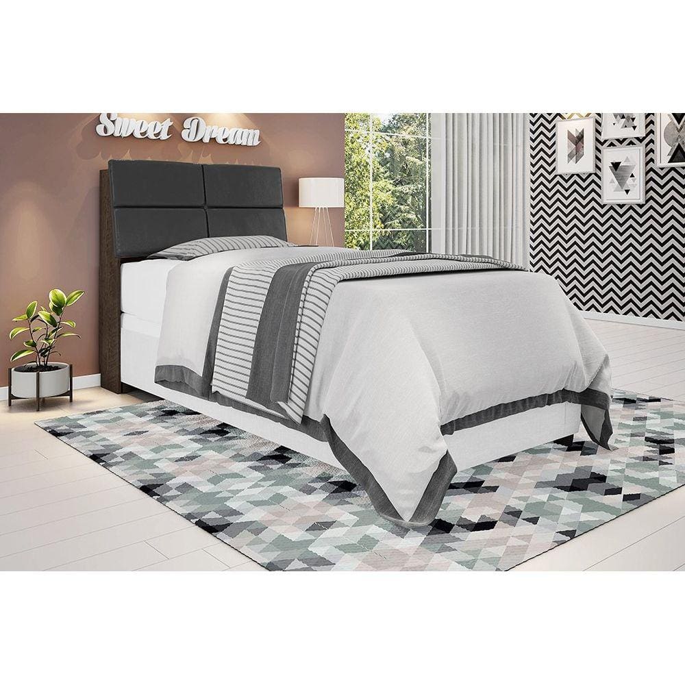 Cabeceira box Solteiro Isis Chocolate com Painel Framar