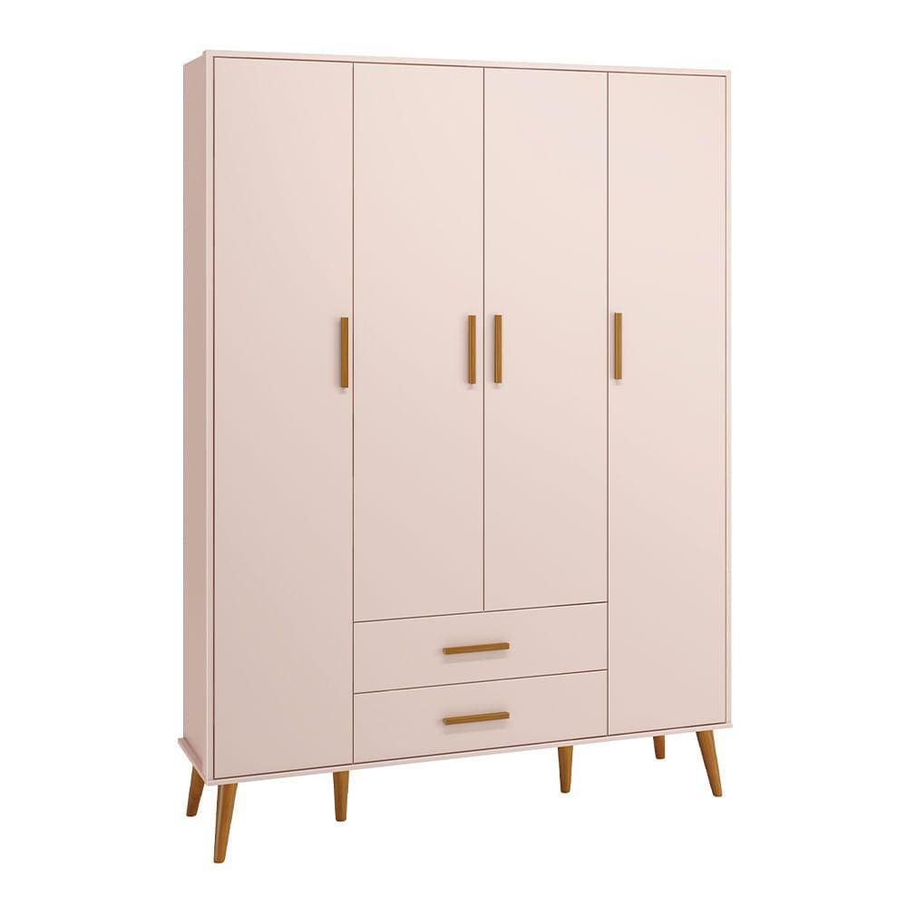 Guarda-Roupa Isis 4 Portas e 2 Gavetas – Rosa Fosco