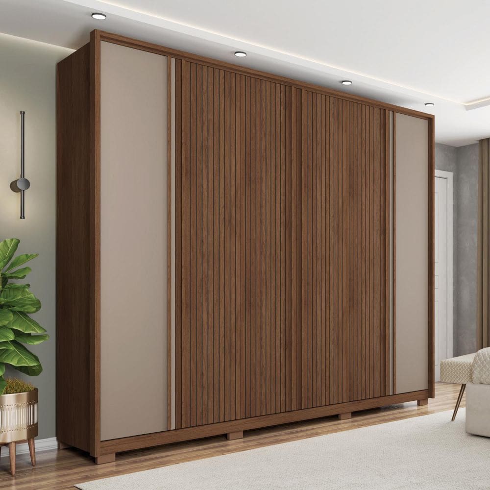 Guarda Roupa Grande Casal 6 Portas 4 Gavetas Marrom Proximus