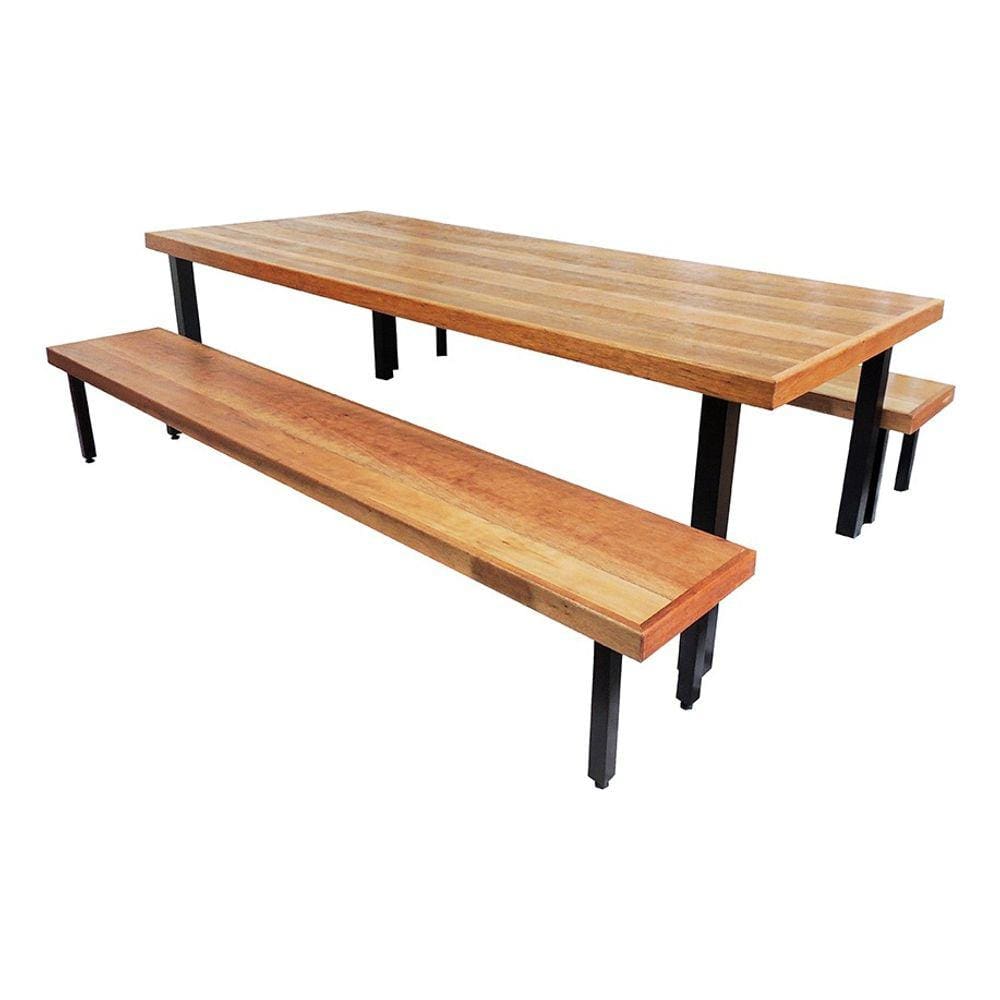 Jogo Mesa E 2 Bancos Industrial Dallas 2,50m Ferragem Preta