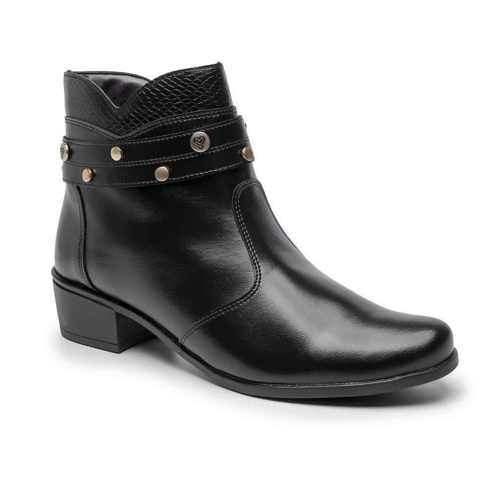 Bota Feminina Cano Curto Zíper Bico Redondo Casual Conforto