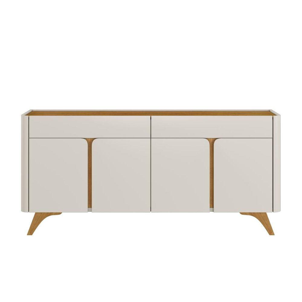 Buffet Arcus 4 Portas Off White e Naturalle Pés em Madeira Maciça
