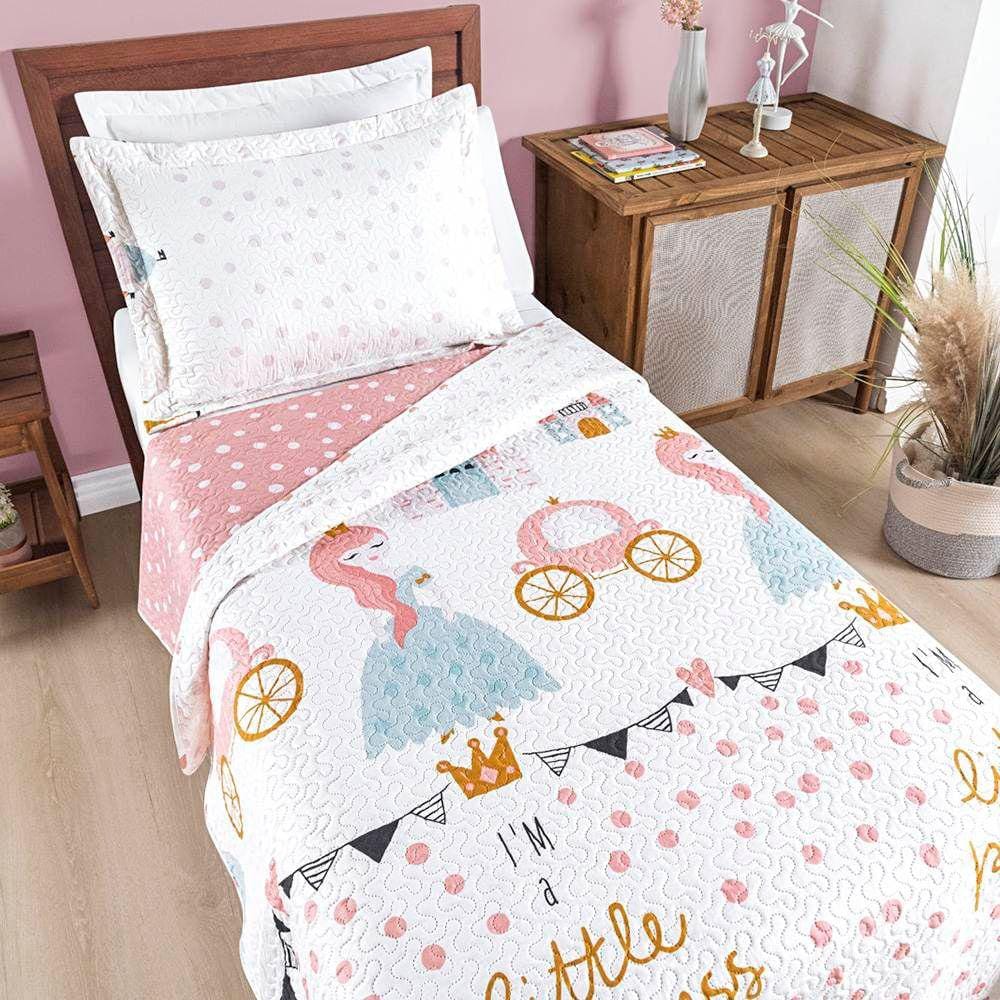 Colcha Solteiro Bouti Kids Dupla Face Estampado 2 Peças - Litlle Princess