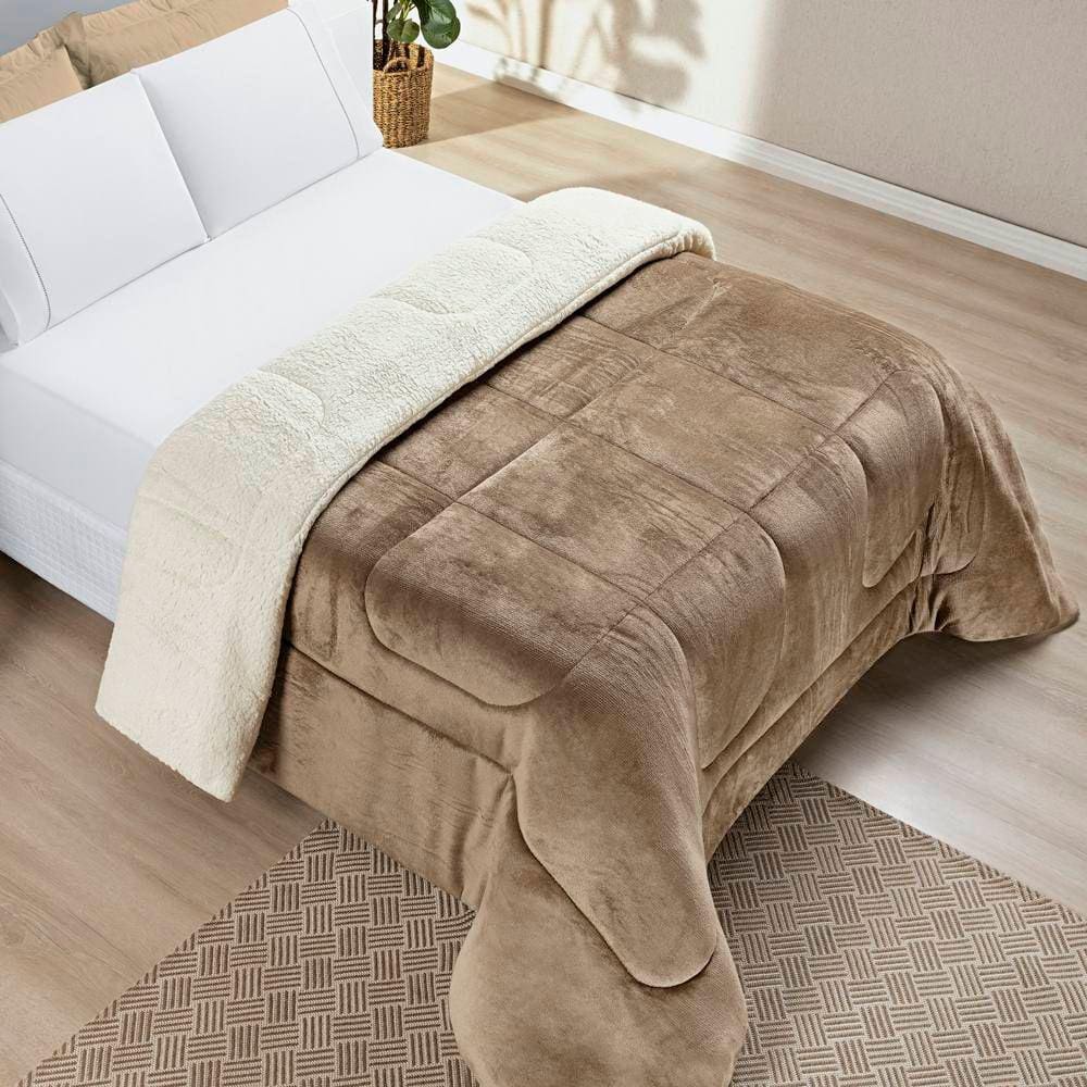 Edredom King Coberdrom Sherpa/Mantinha Everest 1 Peça - Caqui