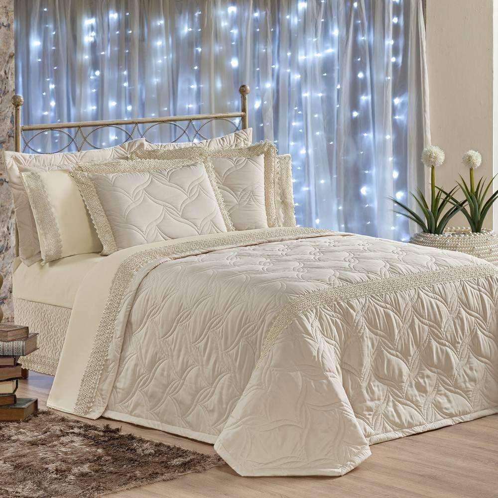 Cobre Leito Queen Royalle Matelado com Guipir 7 Peças - Bege