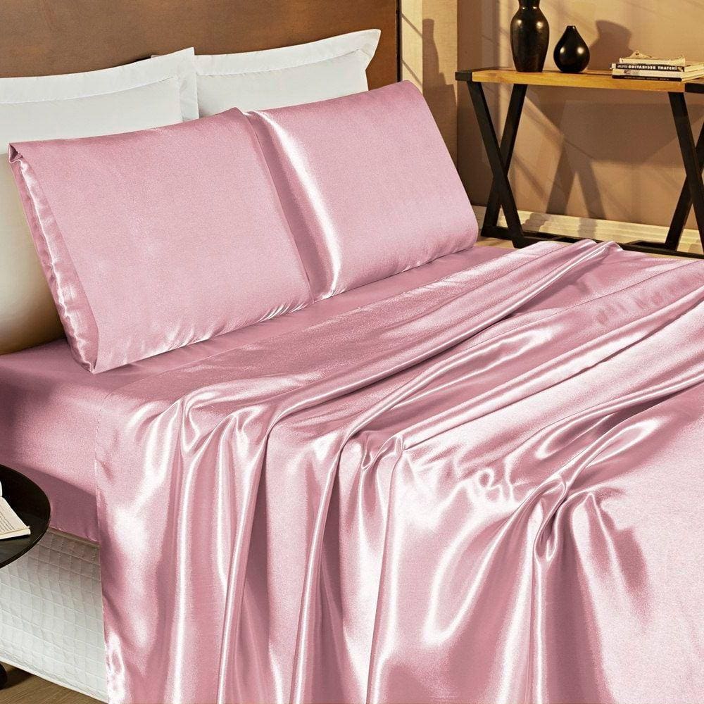 Jogo de Lençol Queen Romantic Cetim Charmousse 4 Peças - Rose