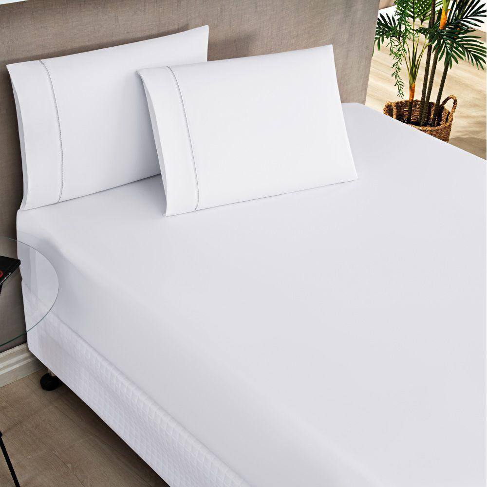 Jogo de Lençol Casal Padrão Elegance 180 Fios 3 Peças - Branco