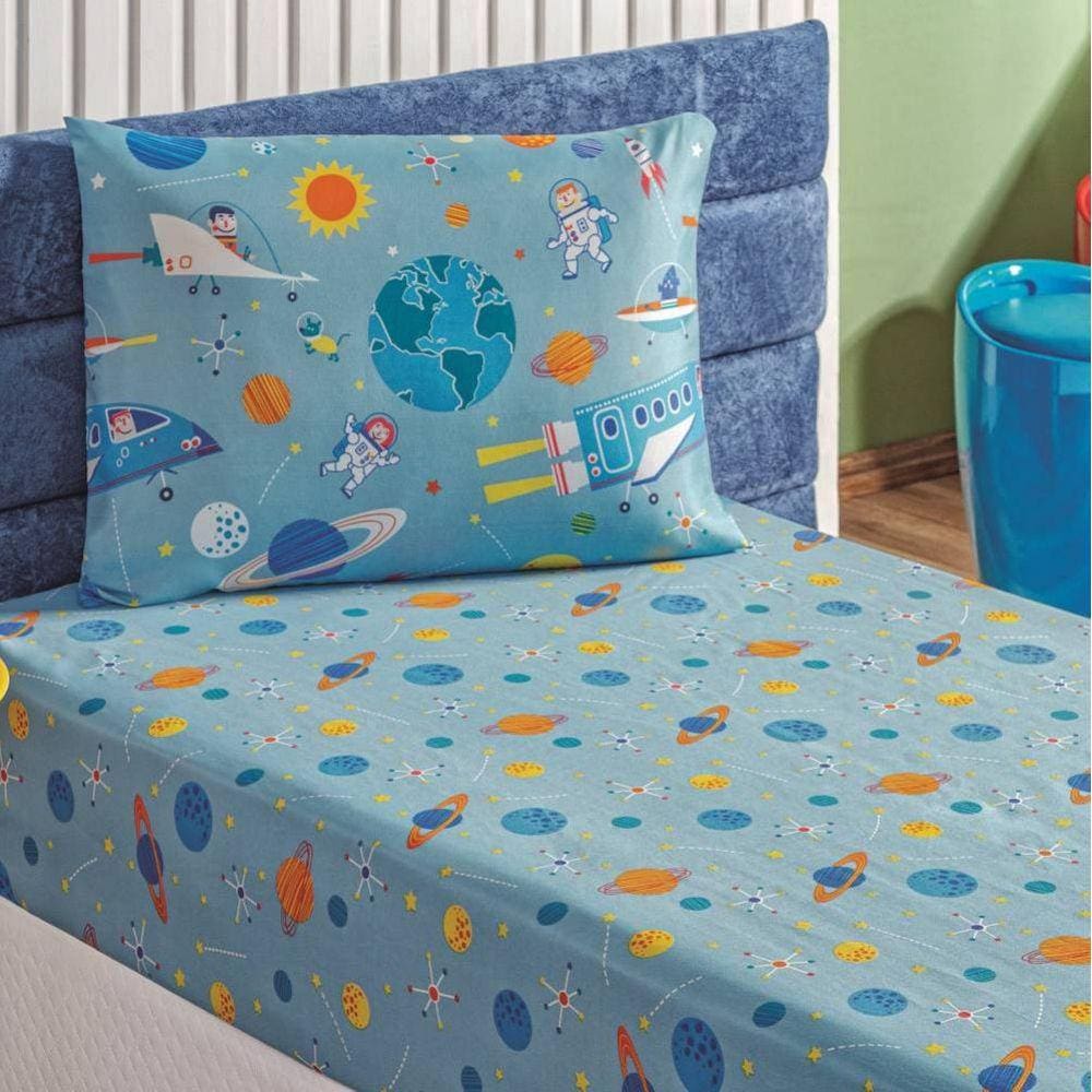 Jogo de Lençol Solteiro Bouti Kids Estampado 2 Peças - Astronauta