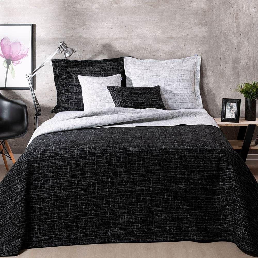 Colcha Queen Jacquard Dual Dupla Face 5 Peças - Preto