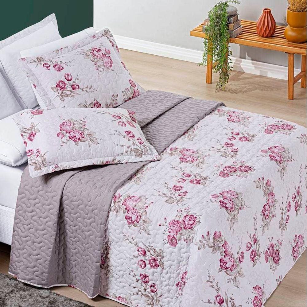 Cobre Leito Casal Padrão Dupla Face Avere 200 Fios Estampado 3 Peças - Lilac