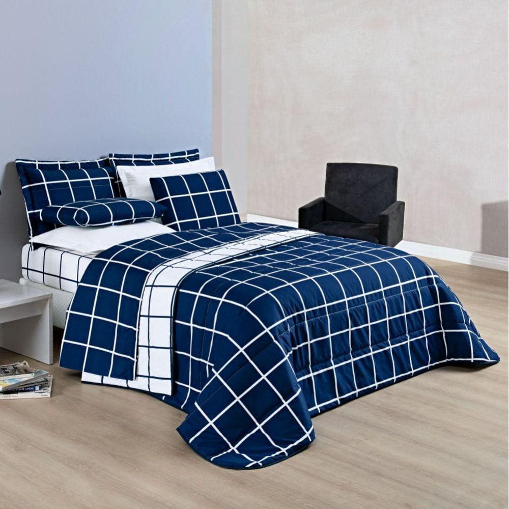 Cobre Leito Casal Padrão Austin Micropercal 200 Fios Dupla Face - 3 Peças
