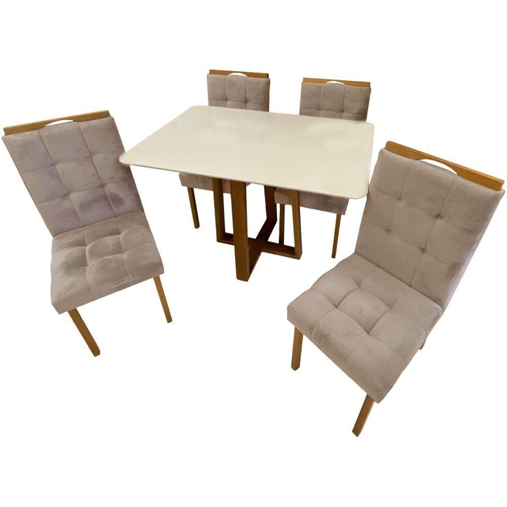 Mesa De Jantar Pedro 120X80cm Com 4 Cadeiras Art Assentos