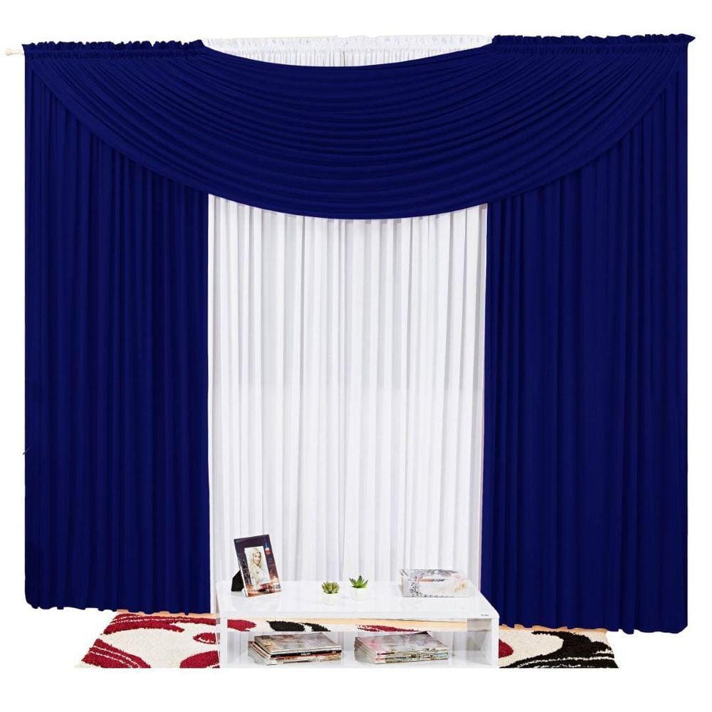 Cortina Em Malha Com Bando 3,00M X 2,50M - Azul Marinho