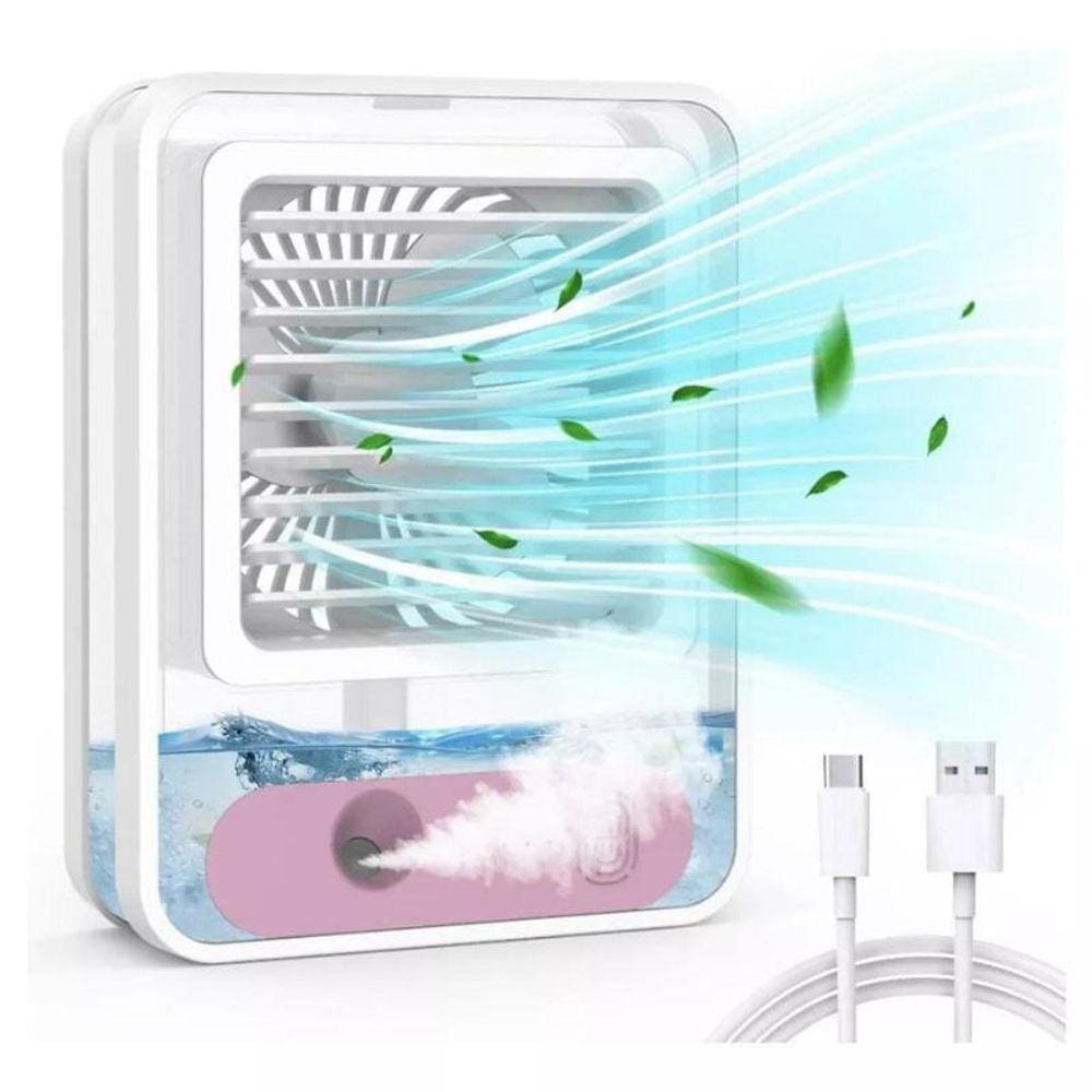 Mini Ventilador Portátil Moderno E Umidificador Ar Led E 3