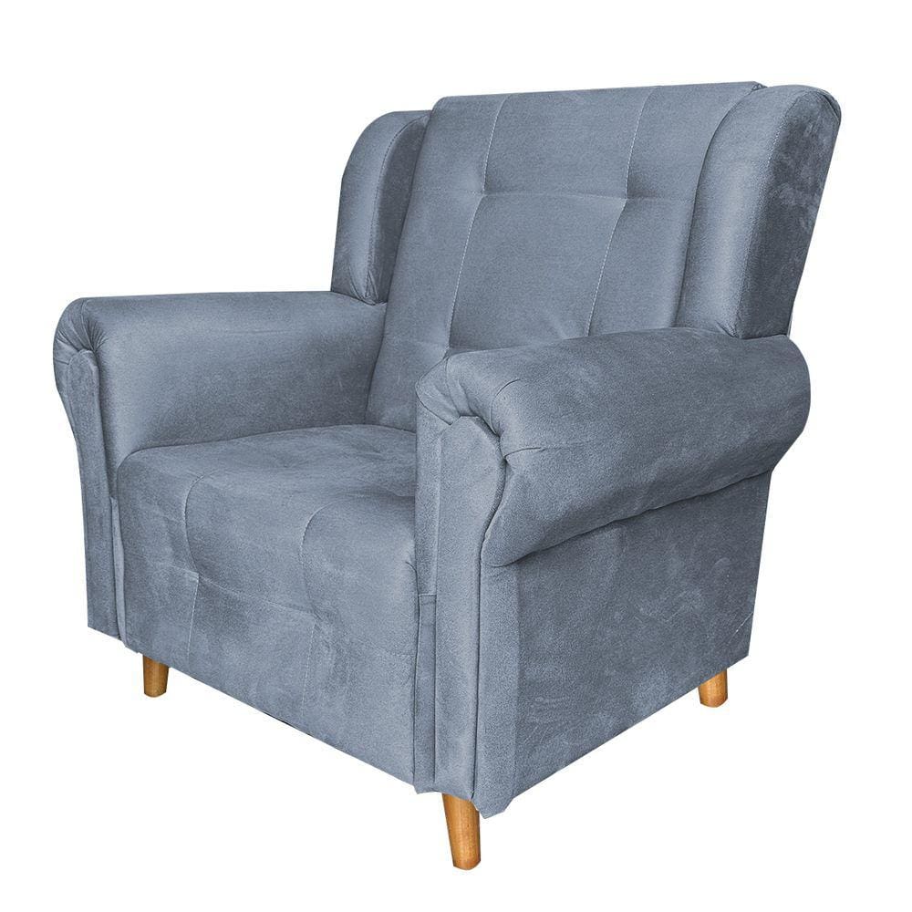 Poltrona Bruna De Amamentação E Descanso Pés De Madeira Suede Grafitte