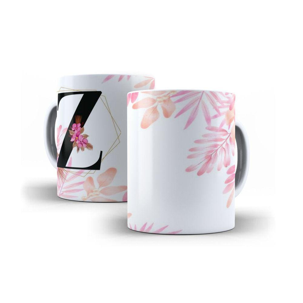 Caneca Personalizada Presente Floral Letra Z