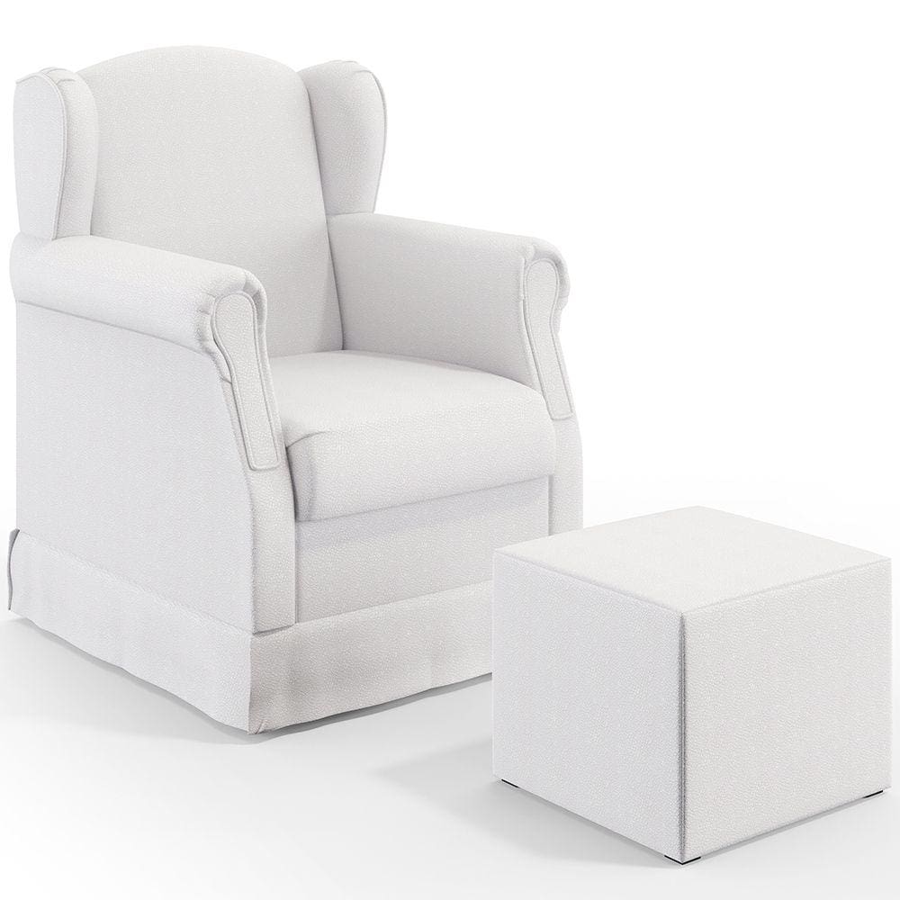 Poltrona De Amamentação Com Balanço E Puff Elisa P02 Facto Branco - Lyam Decor