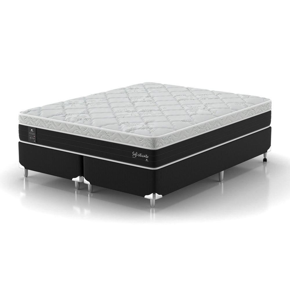 Conjunto Cama Box Queen Sofisticato 1,58x1,98x0,65m Montreal Cinza