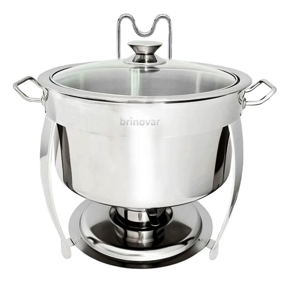 Rechaud Dourado Redondo Banho Maria Inox Brinovar 8 Litros
