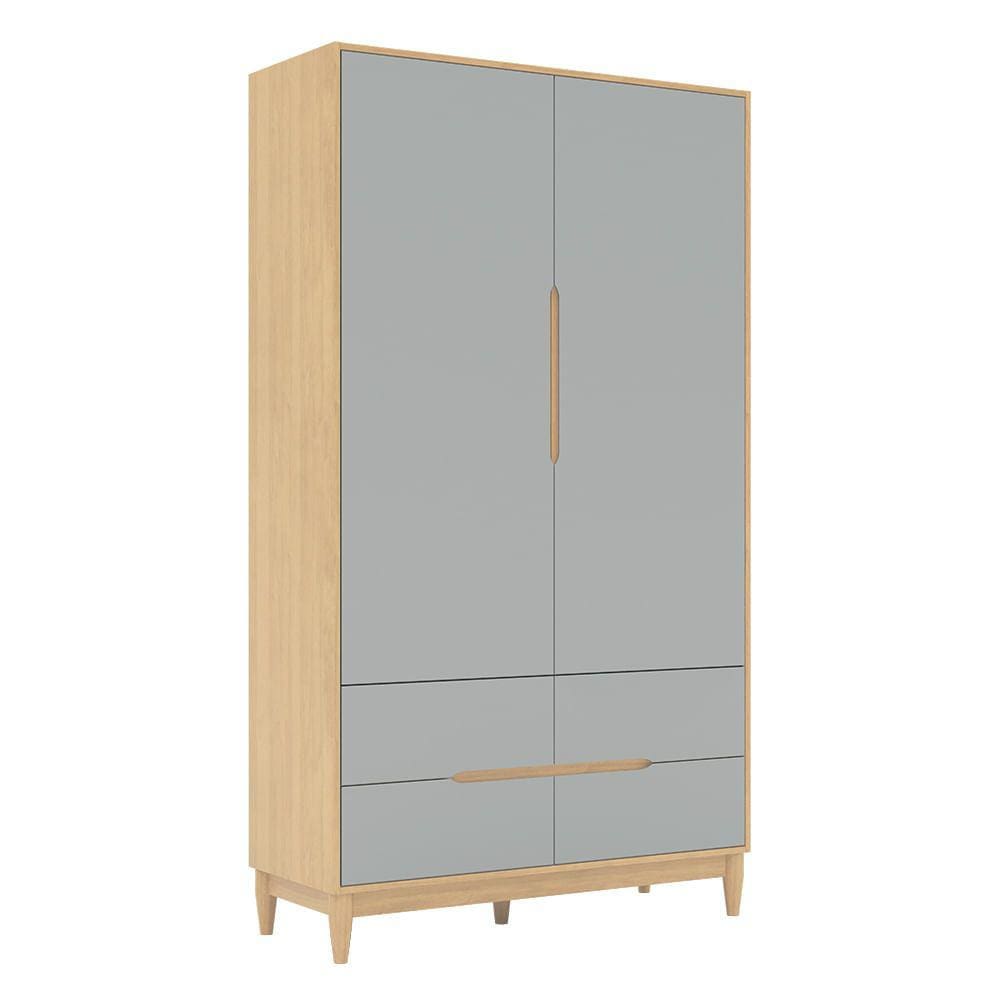 Guarda-Roupa Tomi 2 Portas e 4 Gavetas - Carvalho Malva com Cinza